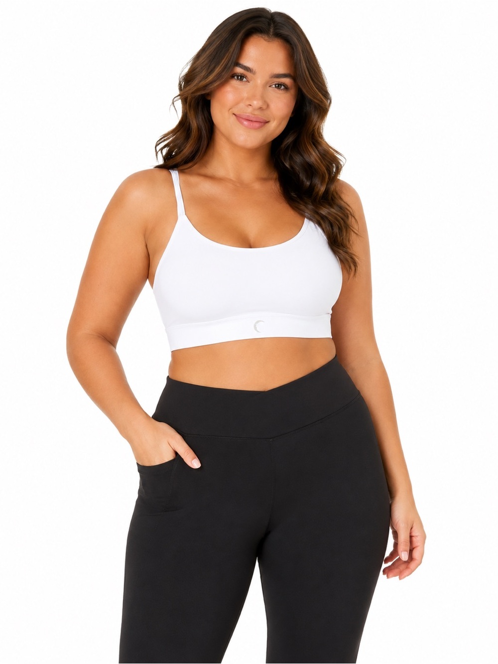 Zyia Active White Strappy Sports Bra Size Large L – Criss Cross Back Workout Yog